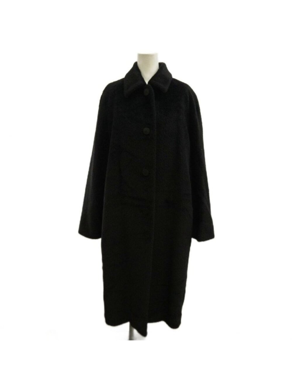 Max Mara White Tag Long Coat Alpaca Wool Shaggy 40 Black NP